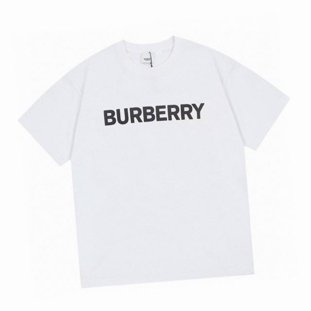 巴宝莉 Burberry 夏季新款高端品质 经典字母发泡印花休闲情侣圆领短袖t恤，独一无二的活性环保面料染色，32支双纱精梳纯棉爽滑手感，纯棉不起球不起毛，面料