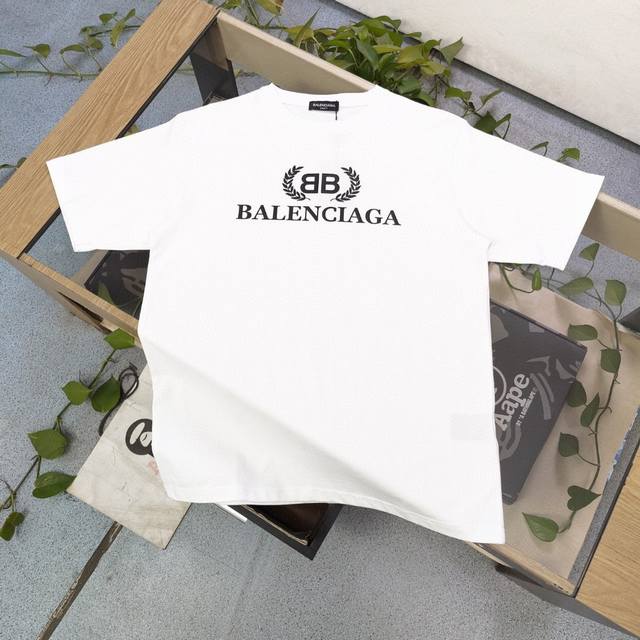 款号：Ckb05 高版本 2024春夏新款balenciaga巴黎世家双b麦穗字母图案logo印花休闲情侣宽松短袖t恤，Oversize宽松版型，独一无二的活性