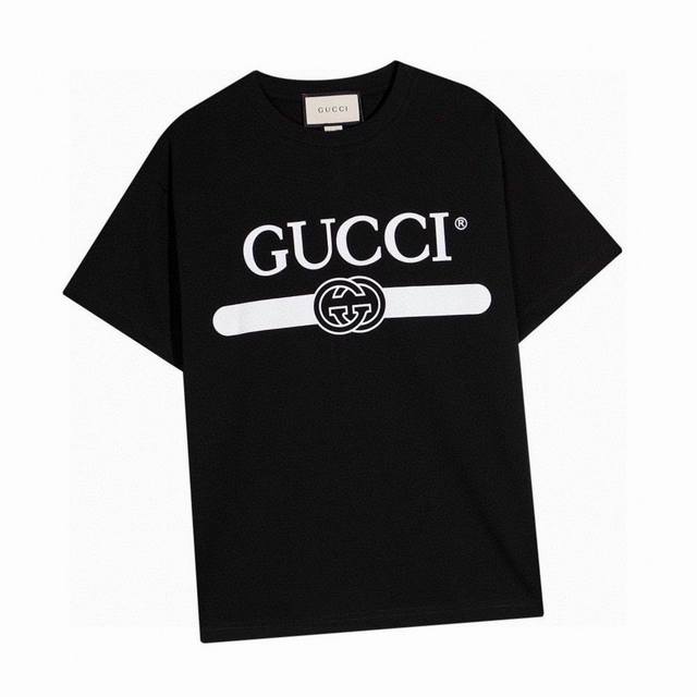 古驰 Gucci 夏季新款高端品质 经典横杆腰带圆领短袖t恤 情侣cp穿搭首选 完美细节处理 经典logo标志上身超好看 男女同款 Color: 黑色 Size