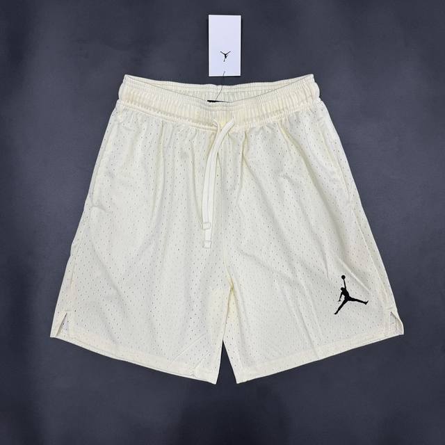 A货jordan Dri-Fit Sport Mesh Shorts纯色抽绳系带中腰合身休闲短裤男款椰奶色[全球购 S~3Xl