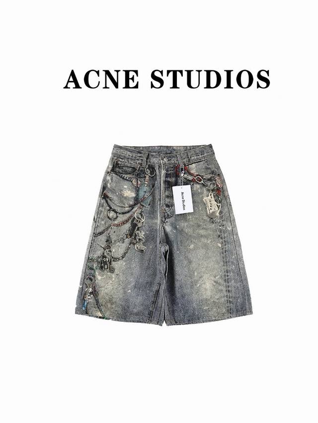 Acne Studios 24Ss 3D打印牛仔短裤 Size:Xs-L