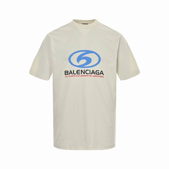 Balenciaga 巴黎世家 24Ss 蓝色微标龟裂印花短袖 新款洗水磨破标识图案短袖t恤 标准的印花技术，纯棉柔软面料，对色定染面料，超精细平网印花工艺，潮