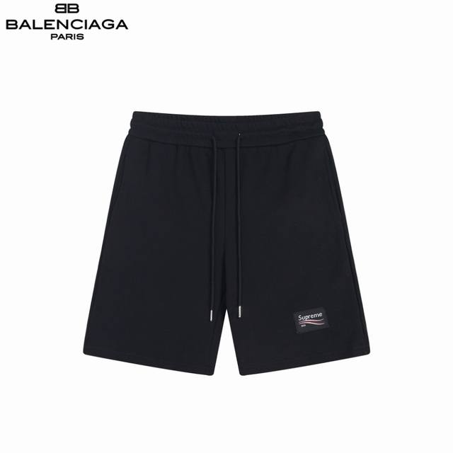 Balenciaga&Supreme 联名款可乐贴布短裤 辅料涂鸦联名短裤 定织定染纯棉毛圈 克重 360G面料 采用数码直喷+定制辅料工艺 全套包装 Size