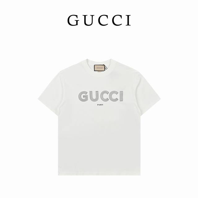 Gucci古驰印花简约短袖t恤 Gucci 2023Ss夏季新款logo 印花短袖t恤，定织定染240克双纱面料，采用240G双纱面料专用克重，双纱罗纹独立定制