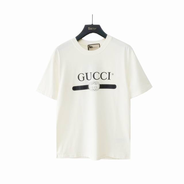 实拍细节图+尺码表 Gucci 古驰 24Ss春夏新款 经典横杆腰带logo印花短袖t恤 26支双纱面料克重240克纯棉重磅营造的 纺织密度高 垂感佳 不易变形