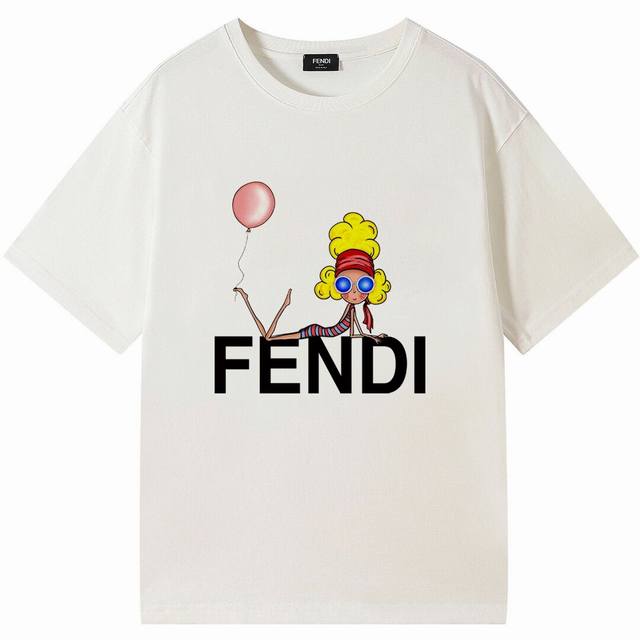 Fendi 芬迪新款时尚气球字母短袖t恤,优雅的设计看起来气质满满！版型剪裁特别有讲究！上身很洋气显瘦内搭外穿都看高密针织圆领设计，平整简约！亲肤透爽！T恤面料