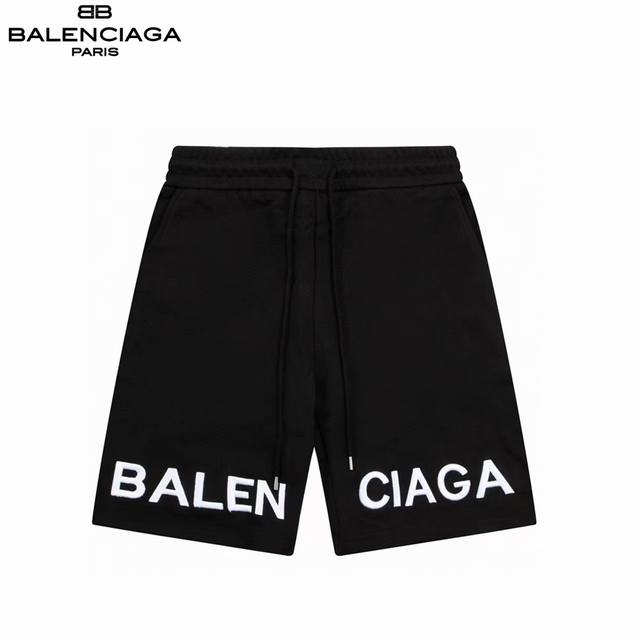 Balenciaga 巴黎世家经典并排绣花短裤 简约 Logo标识刺绣 五分裤、采用360G高品质纯棉 面料、超级质感 舒适柔软透气 休闲宽松版型 潮流男女同款