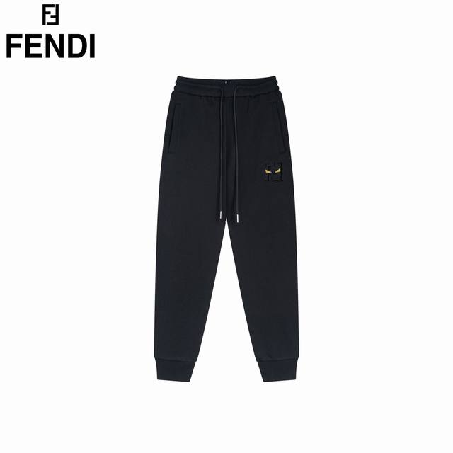 Fendi 芬迪 24Fw 小怪兽互扣logo绣花长裤 秋冬系列 男士休闲抽绳束脚裤 休闲卫裤 贸易公司渠道订单，官网专柜在售系列，秋冬裤装常青系列，业内首发，