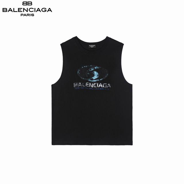 Balenciaga 巴黎世家 泼墨做旧水洗磨破背心 采用32支双纱 260克重面料 进口针织针梳棉进行制作，厚度适中，有垂感又有轮廓型，上身就是一个舒适！！对