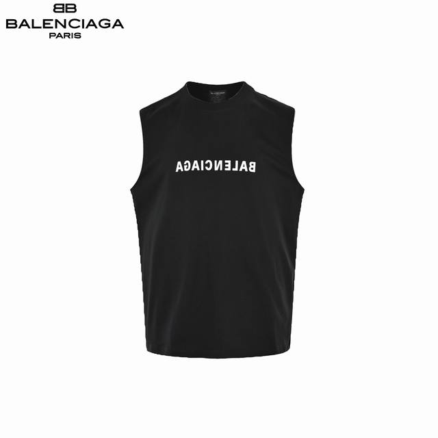 Balenciaga 巴黎世家 镜像反转做旧水洗磨破背心 采用32支双纱 260克重面料 进口针织针梳棉进行制作，厚度适中，有垂感又有轮廓型，上身就是一个舒适！