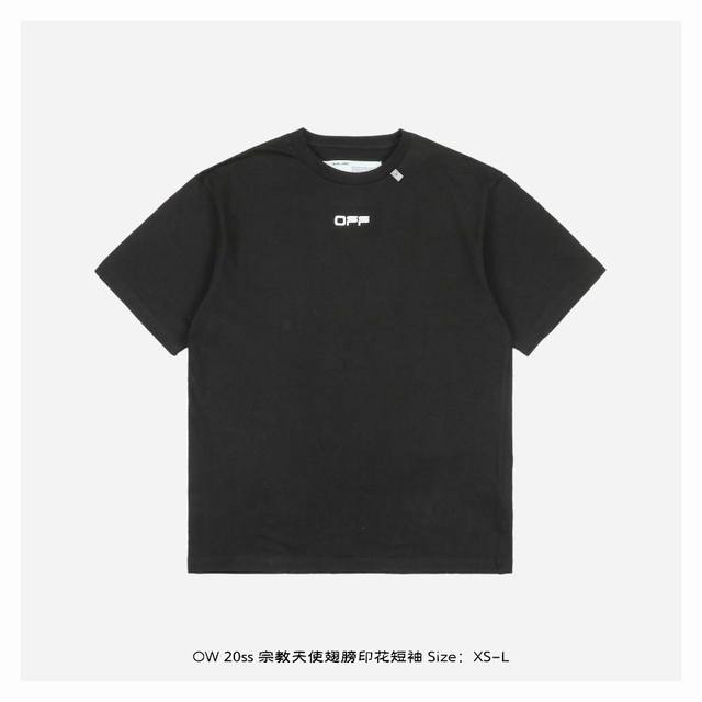 Off White C O Virgil 20Ss 宗教天使翅膀印花短袖 所有面料以及螺纹均为订织定染，所有面料颜色均经过色卡比对定染面料，无任何色差，采用24