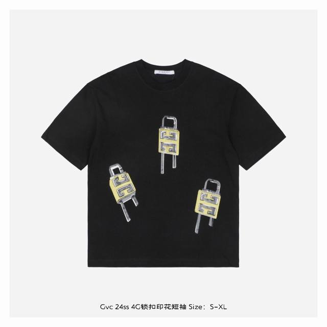 Givenchy 纪梵希 24Ss 4G锁扣印花短袖 面料采用230克重精梳棉，定制32支1*1螺纹，成衣两遍水洗处理，面料舒适亲肤无异感，定制定染面料，纺织密