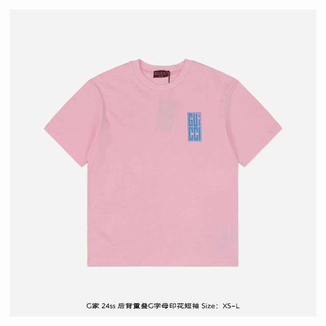 Gucci 古驰 24Ss 后背重叠g字母印花短袖 面料采用230克重精梳棉，定制32支1*1螺纹，成衣两遍水洗处理，面料舒适亲肤无异感，定制定染面料，纺织密度