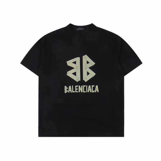 Balenciaga 巴黎世家24Ss黄胶带双b字母短袖 走秀款2024Ss春夏上新 重磅推出260克双纱纯棉高密度面料短袖t恤 采用进口定染面料 宽松休闲os