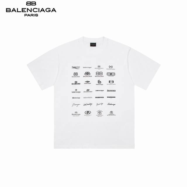 Balenciaga 巴黎世家 满logo短袖 采用32支双纱 260克重面料 进口针织针梳棉进行制作，厚度适中，有垂感又有轮廓型，上身就是一个舒适！！对微胖身