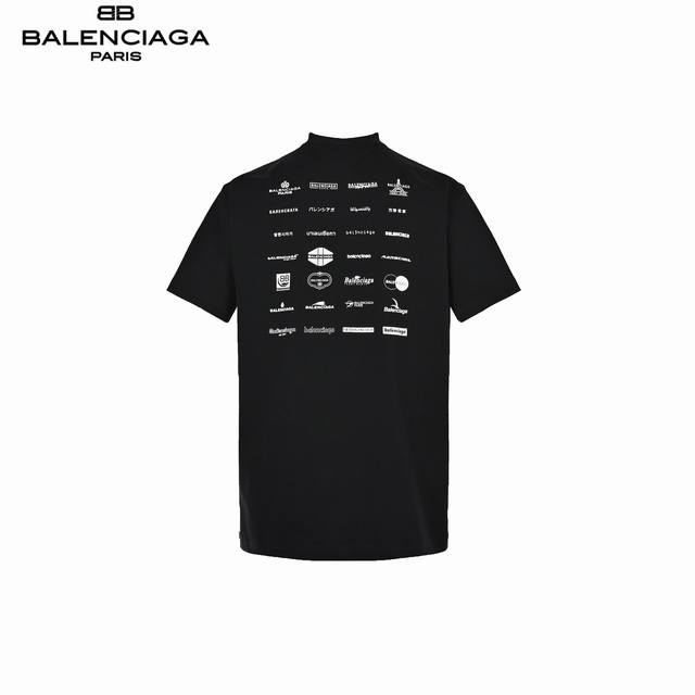 Balenciaga 巴黎世家 满logo短袖 采用32支双纱 260克重面料 进口针织针梳棉进行制作，厚度适中，有垂感又有轮廓型，上身就是一个舒适！！对微胖身