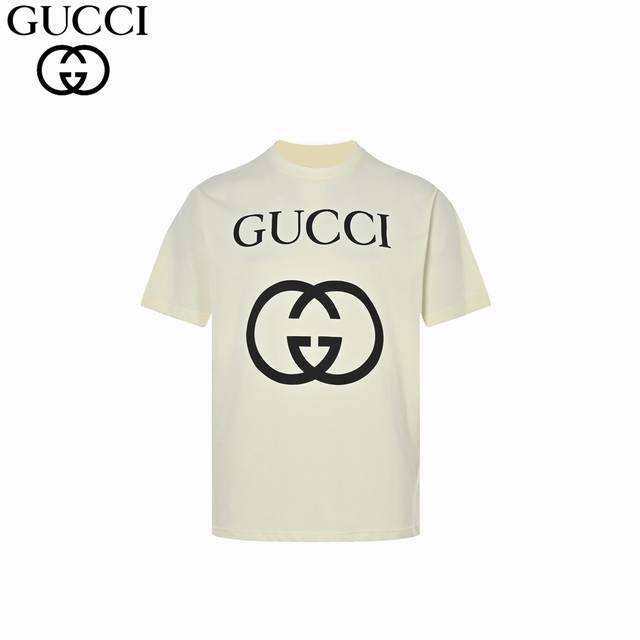 Gucci 古驰 经典互扣双g短袖 采用32支双纱 %纯棉260G面料；搭配32支1X1棉盖丝罗纹。黑&杏&用进口染料定染，多次调配比例最大限度还原原版色效。面