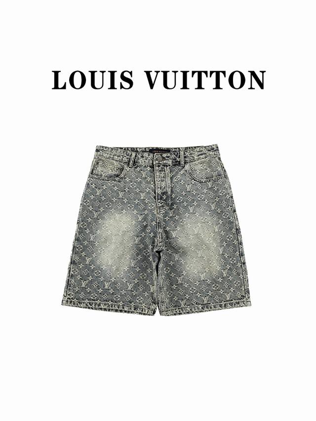 Louis Vuitton 路易威登lv满印提花直筒水洗牛仔短裤 高品质高版本路易威登老花提花直筒水洗怀旧牛仔短裤百搭款.男女同款 Size:S.M.L.Xl