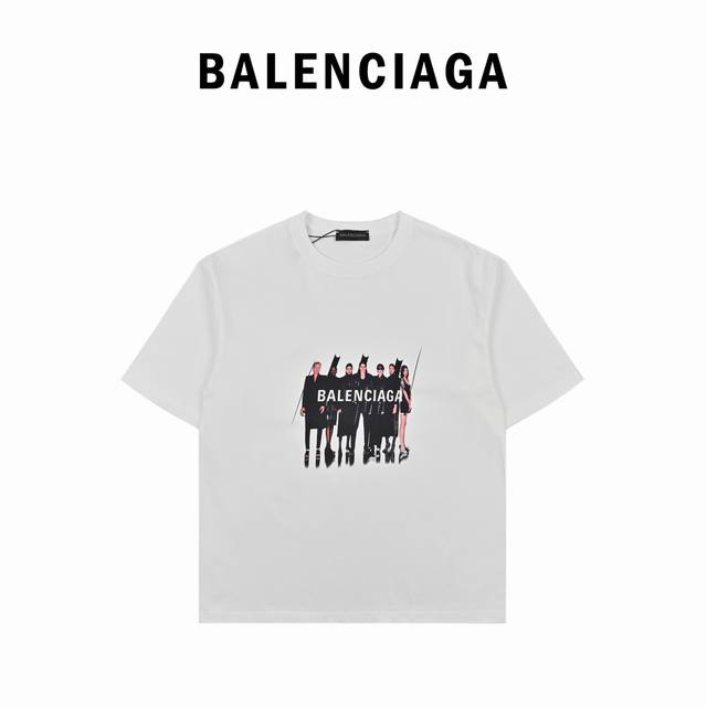 Balenciaga 巴黎世家人像乐队印花圆领短袖 春夏高品质纯棉潮牌短袖t恤，原单品质，最新流行工艺要求，顶级订单要求车线做工，超级好搭配，顶级定制，搭配整件