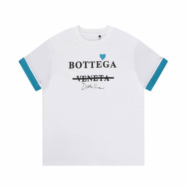 特价 非质量问题不售后 白色m5 L5 Xl6 Bottega Veneta Bv拼色限量签名款短袖t恤 2022早春限量款bv爱心签名短袖，胸前品牌logo与