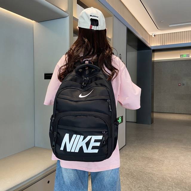 Nike耐克 男女同款时尚潮流百搭休闲双肩包户外大容量多层背包电脑包初高中大学生书包 尺寸:44×31×21