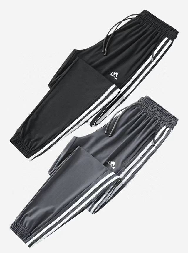 Adidas 阿迪达斯 夏季冰丝薄款宽松直筒户外潮流休闲束脚裤 高街超级爆款 海内外人气爆款∽ 采用国标舒适健康面料 大厂流水作业 轻 免烫工艺 保色不缩水 不