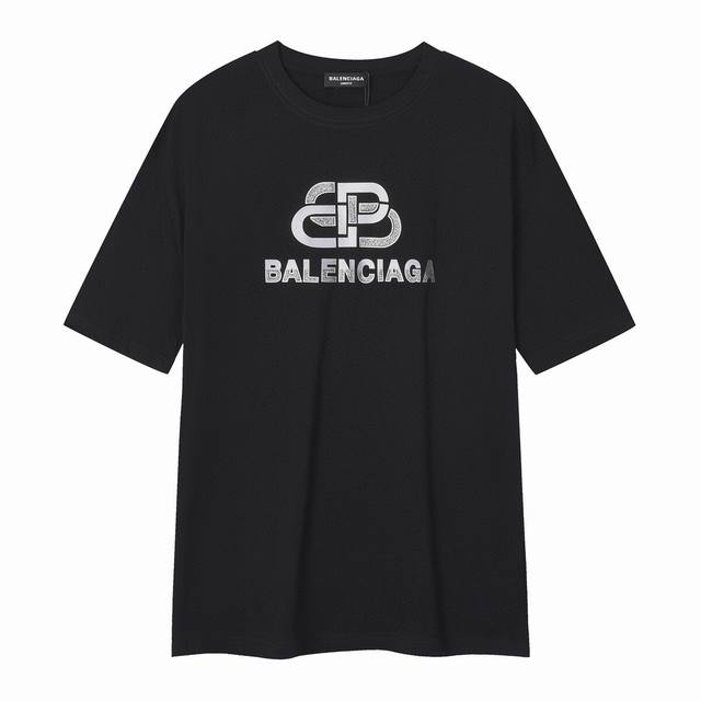 顶级版本 巴黎世家balenciag 2024Ss春夏季硅胶葱粉压花印花 短袖t恤男女同款！ 硅胶厚板+纯色葱粉闪粉压花，科技引领潮流，时尚感不言而喻。紧实纯棉