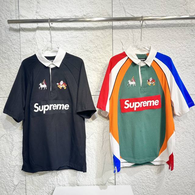 Supreme Ss24Week3 S S Rugby撞色logo刺绣polo领短袖polo衫 Supremepolo衫热销榜第一 复古的风还是吹到了这个夏天，