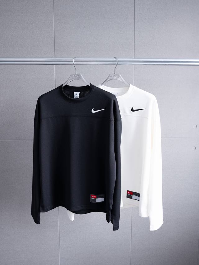 运动必入好物 Nike X Stussy 联名款 Fw23 Logo印花网眼长袖t恤 亚版 男女同款 - 颜色：黑色 白色 - 尺码：S M L Xl 尺码表