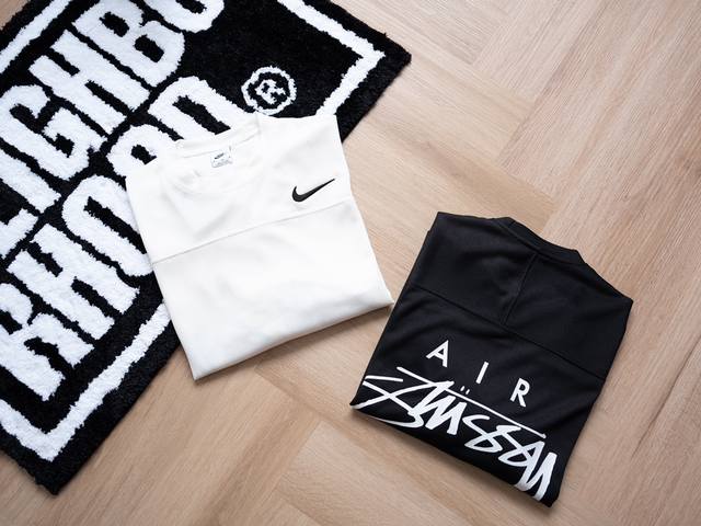 运动必入好物 Nike X Stussy 联名款 Fw23 Logo印花网眼长袖t恤 亚版 男女同款 - 颜色：黑色 白色 - 尺码：S M L Xl 尺码表