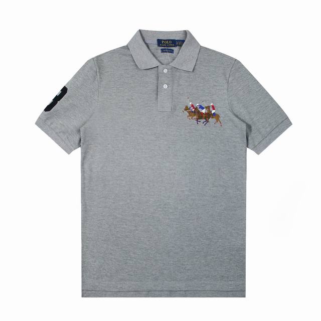 Polo Ralph Lauren 拉夫劳伦 三匹小马logo刺绣休闲赛马 翻领polo衫 T恤短袖 S~Xl 黑色 藏青 灰色 白色 官网在售1790，原版面