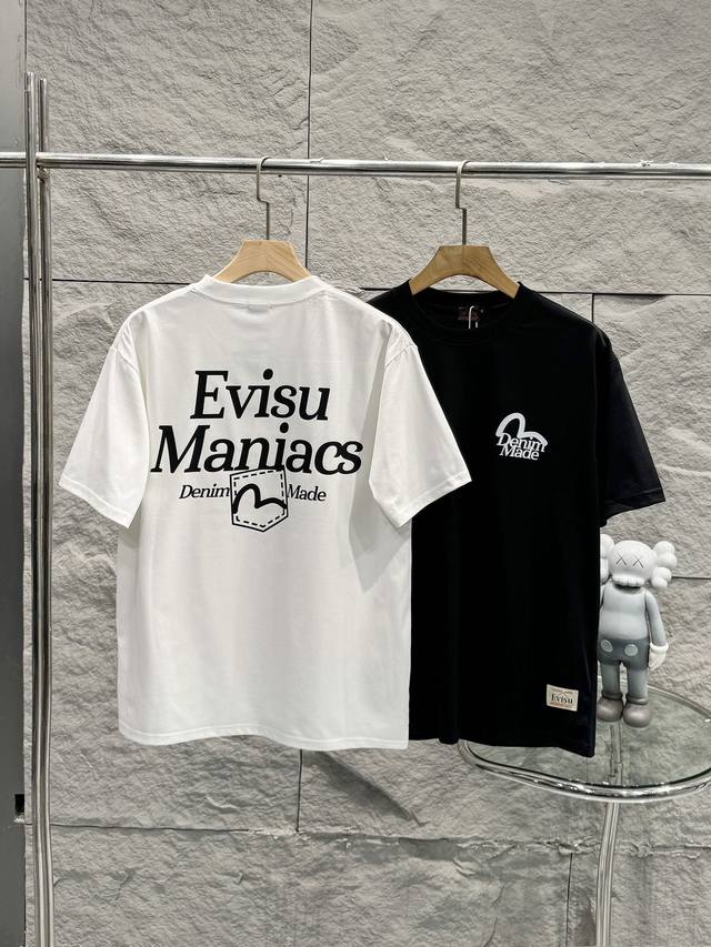 福神 带nfc芯片识别高版本 Evisu 福神2024夏季新款字母印花休闲宽松情侣款 短袖t恤828 细节:版本一比一复刻，吊牌 领标 水洗 包装袋。专柜货号: