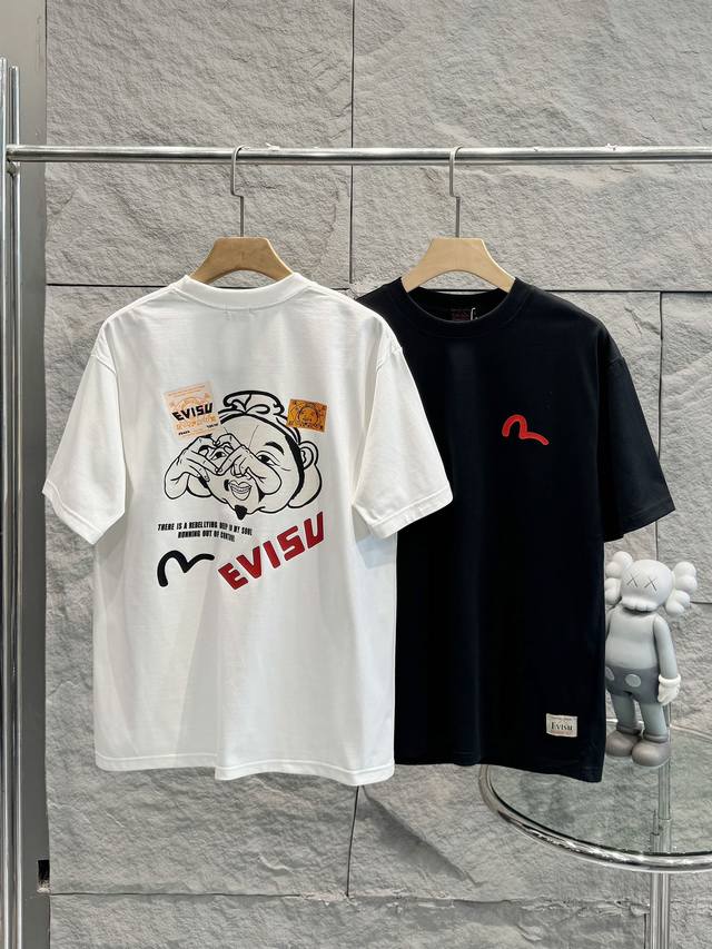 福神 带芯片高版本 Evisu 福神2024夏季新款佛头印花休闲宽松情侣款 短袖t恤817 细节:版本一比一复刻，吊牌 领标 水洗 包装袋。专柜货号:2Eaht