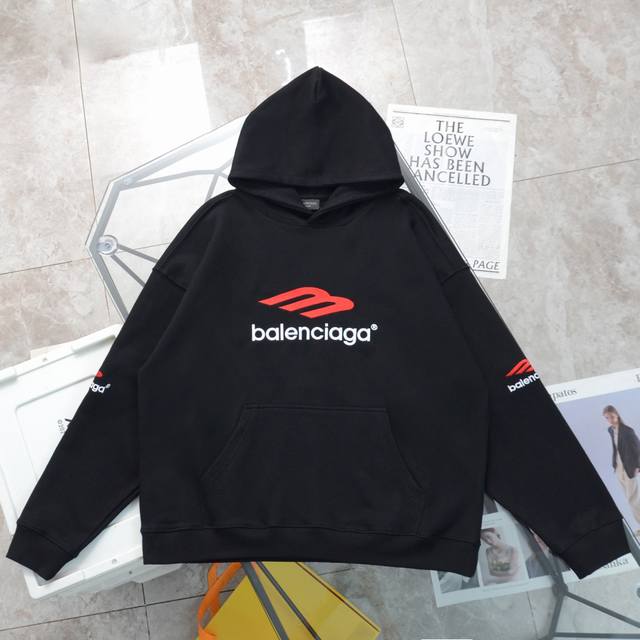 纯原臻品 顶级复刻 - Balenciaga 巴黎世家 新款前后大m刺绣logo连帽卫衣帽衫 - 款号：62366 - 颜色：黑色 白色 - 购入原版开模打造，