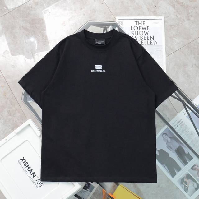 纯原臻品 顶级复刻 - Balenciaga 巴黎世家 新款基础字母印花圆领休闲短袖t恤 - 款号: 66362 - 颜色：黑色 - 购入原版开模打造，全套定制