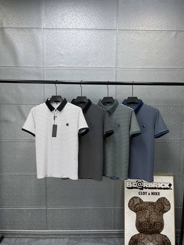 Zegna 杰尼亚ss24夏季新款立体字母条纹翻领液氨针织polo衫男士短袖 高端商务男士polo衫， 典型精准的英式版型裁剪，各年龄段均可驾驭，满足任何日常生