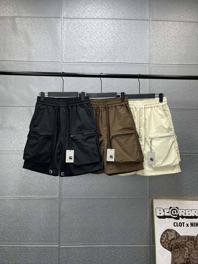 Carhartt 卡哈特 Ss24夏季新品美式机能拉链高街短裤冲锋五分裤,三色可选，经典百搭永不过时，绝佳出行穿搭必备百搭单品 3D立体雏形设计，非常规位侧缝线