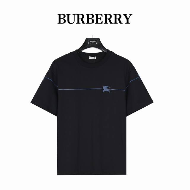 Burberry 巴宝莉 24Ss 蓝色线条战马印花短袖t恤 纯棉柔软面料 对色定染面料 高水平印花工艺 ，时尚优雅， 采用进口水浆材质 水浆印花的工作原理接近