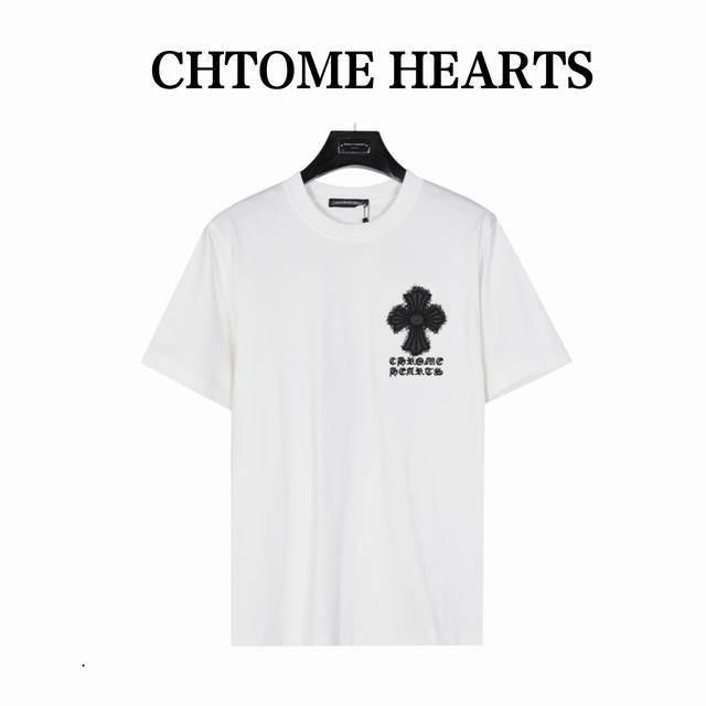 Chrome Hearts 克罗心 压皮十字架刺绣及泼墨印花短袖t恤 定制240克同缸染精梳棉面料 手感非常舒服 春夏最新砖柜同步 时尚又个性 超级百搭好看的一