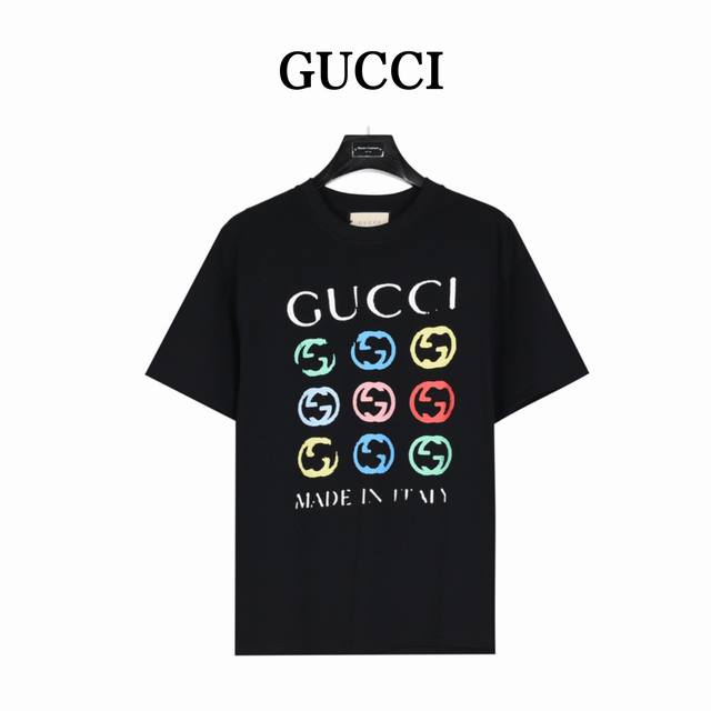 Gucci 古驰 24Ss 涂鸦双g多彩印花短袖t恤 原版面料 官方同款 短袖t恤定制260 克双纱同缸染百棉面料 手感舒适 春夏最新砖柜同步 时尚又个性 超级