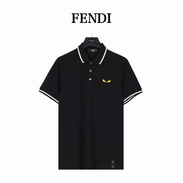 Fendi 芬迪24S新款小怪兽眼睛刺绣翻领polo衫短袖 网红明星同款 眼镜采用经典标识立体刺绣，刺绣饱满 手感非常舒服 超级百搭好看的一款polo衫 三标齐