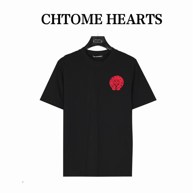 Chrome Hearts 克罗心 粉色牙刷绣及背后晕染马蹄短袖t恤 定制50支精紧棉纱、活性染色，重固色、爽滑手感面料洗水预缩、 前幅马蹄牙刷绣花，后幅经典马