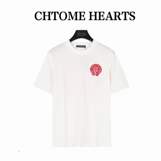 Chrome Hearts 克罗心 粉色牙刷绣及背后晕染马蹄短袖t恤 定制50支精紧棉纱、活性染色，重固色、爽滑手感面料洗水预缩、 前幅马蹄牙刷绣花，后幅经典马