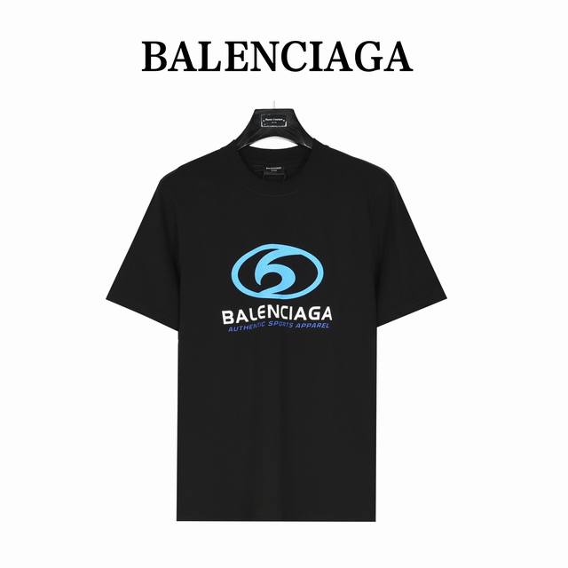 Balenciaga 巴黎世家 24Ss 蓝色微标龟裂印花短袖t恤 新款洗水磨破标识图案短袖t恤 标准的印花技术，纯棉柔软面料， 对色定染面料，超精细平网印花工