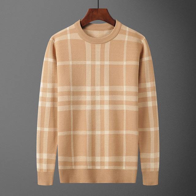 Burberry，毛衣，款号m2202#，码数:M-Xxxl，面料: 莫代尔.抗起球，颜色:卡其色