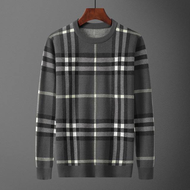 Burberry，毛衣，款号m2131#，码数:M-Xxxl，面料: 莫代尔.抗起球，颜色:灰色