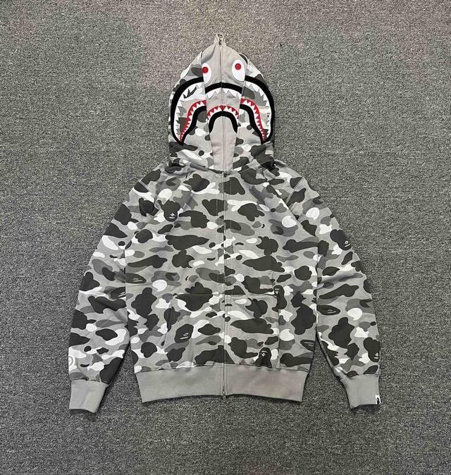 Bape Wgm字母贴布迷彩图案双重连帽拉链卫衣 430克克重纯棉定制面料 1:1重磅 情侣款：Ｓ Xxl 迷彩绿 迷彩灰