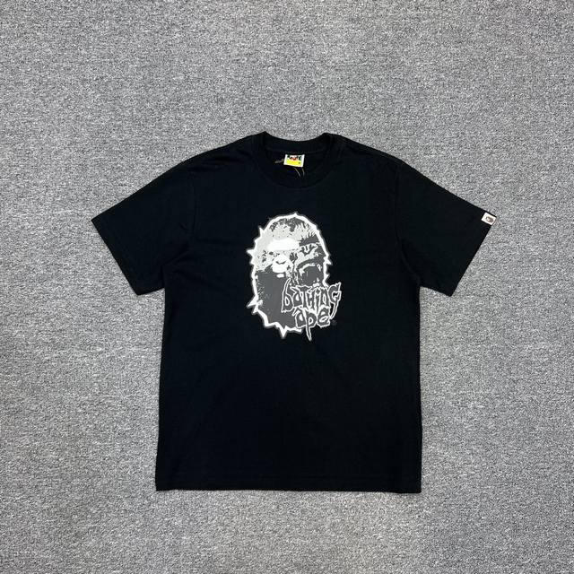 Xx273 Bape Mad Ape Head Tee 疯狂 怒大猿人头印花 270克克重麻棉面料 Zp开版 情侣款：S Xxl 黑色