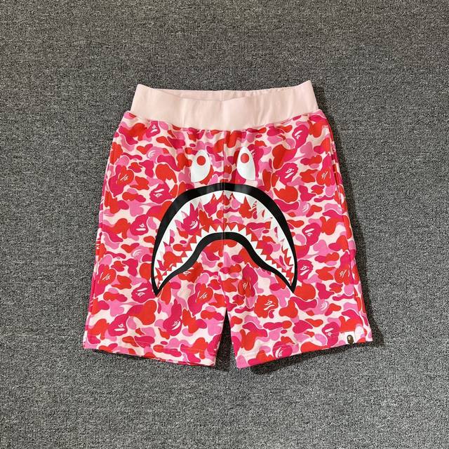 Bape Camo Shark Shorts Abc迷彩鲨鱼短裤 340克纯棉定制面料 Zp开版 情侣款：M Xxl 天蓝 玫粉