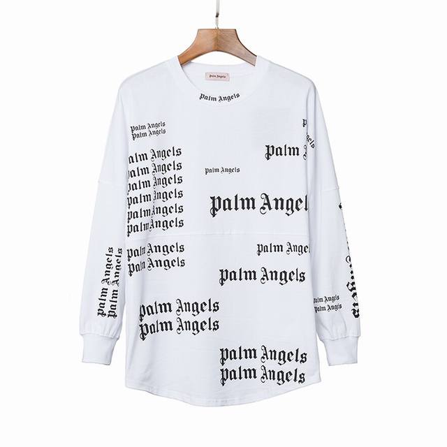 Palm Angels棕榈 满印字母男女宽松 圆领t恤打底衫 黑白两色 S. M. L. Xl